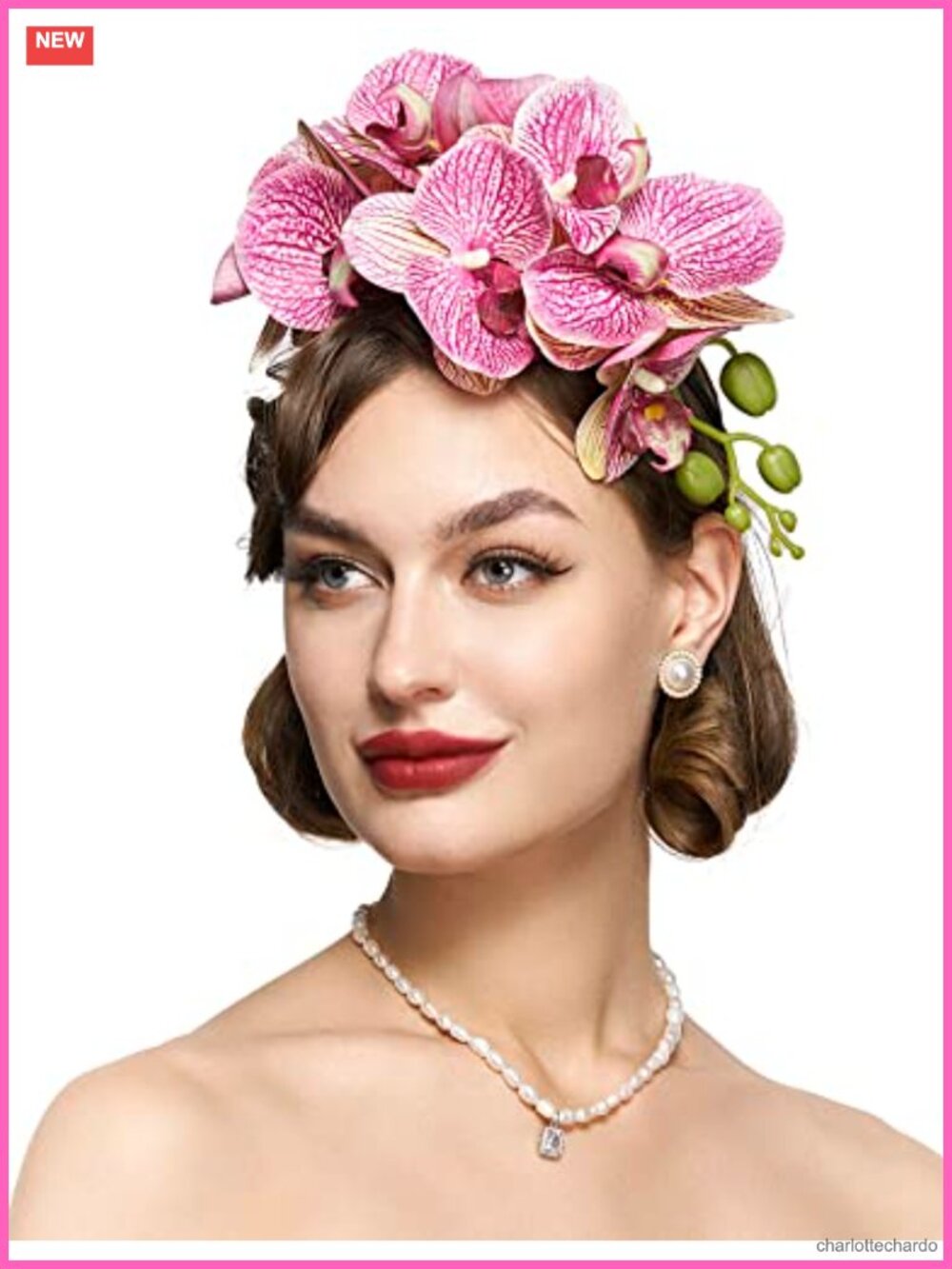 Floral Fascinator Headband Orchid Flower Tea Party Hat for Women